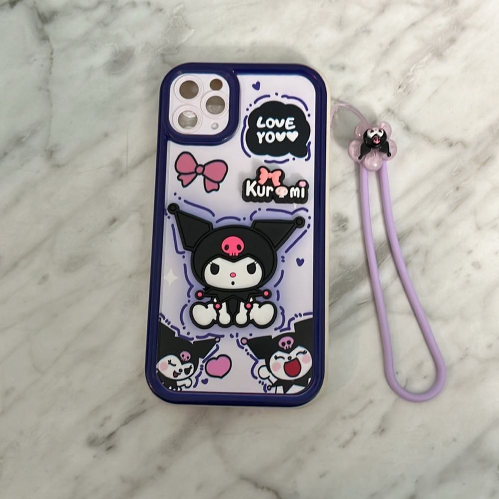 Kuromi Sanrio  Themed iPhone Case - Purple iPhone 11 NWT wristlet attachment